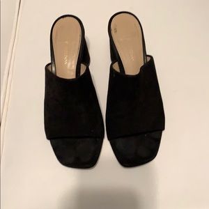 Black suede Stuart Weitzman mules